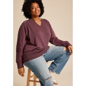 Maurices Lace Panel Pullover Sweatshirt Mauve Purple Size 2X
